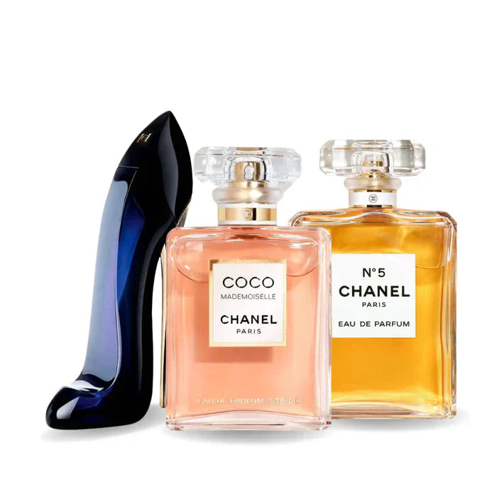 Combo promozionale di 3 profumi GOOD GIRL, COCO MADEMOISELLE y Chanel Nº5 100ml